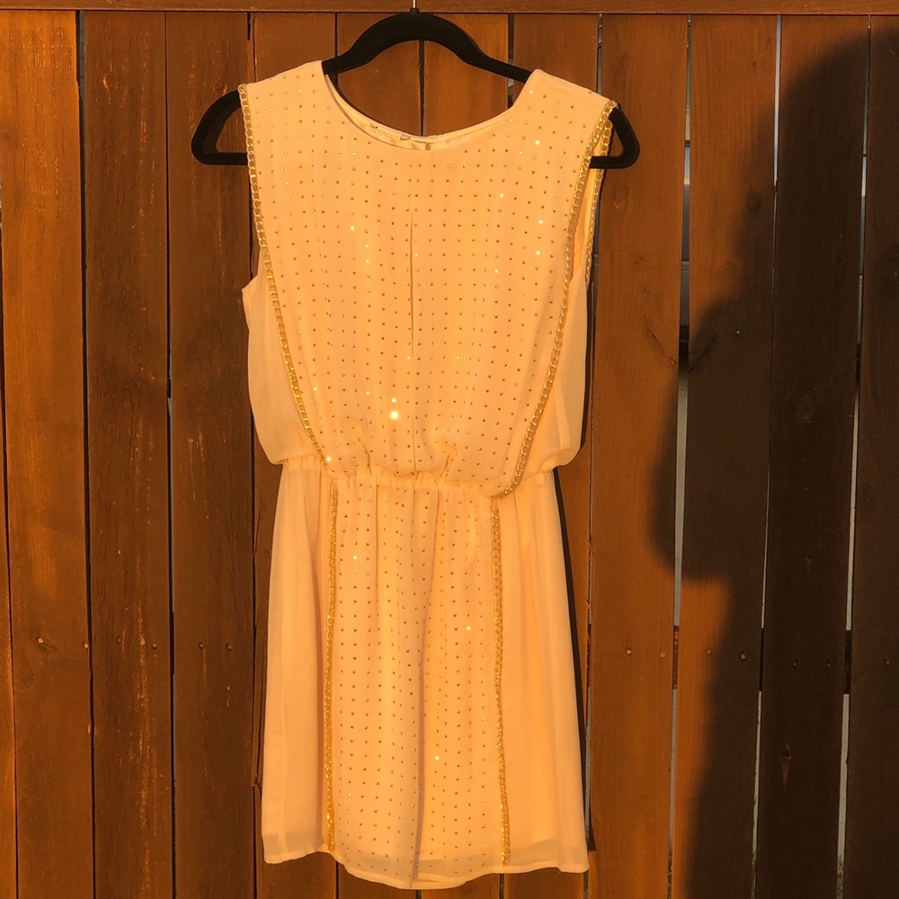 Bebe Mini Gold Embellished Dress